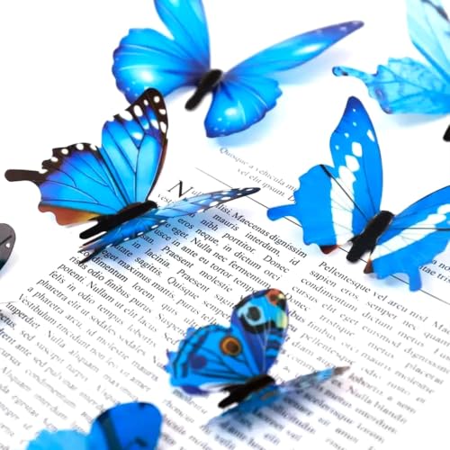 Image of SpecialYou Butterfly Wall Stickers for Home Decoration, Home Decor, Wall Decor Items for Living Room, Room Decoration Items, Stickers Sets-12pcs (12, Blue)