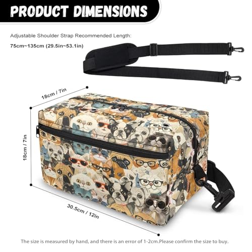 Image of Drnuikhe Cat and Dog Prints Yarn Storage Organizers and Storage Organized for Crochet Hooks Large Capacity Yarn Tote Organizer Crochet Bag for Knitting Needles, Crochet Hooks and Other Accessories