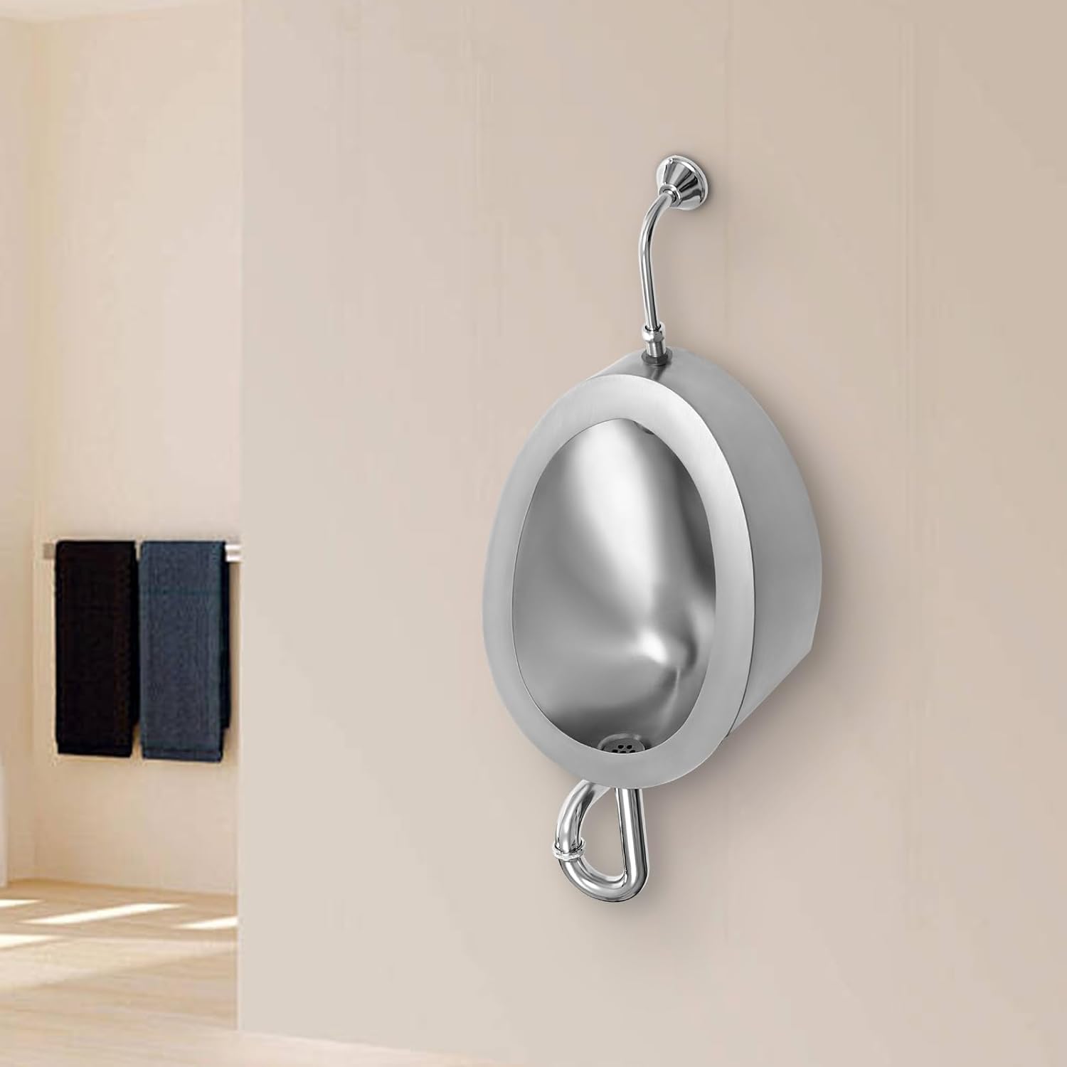 Automatic Sensor Urinal Flusher,Urinal For Men, Stainless Steel Urinals For Men's Bathroom W/Flushing Valve