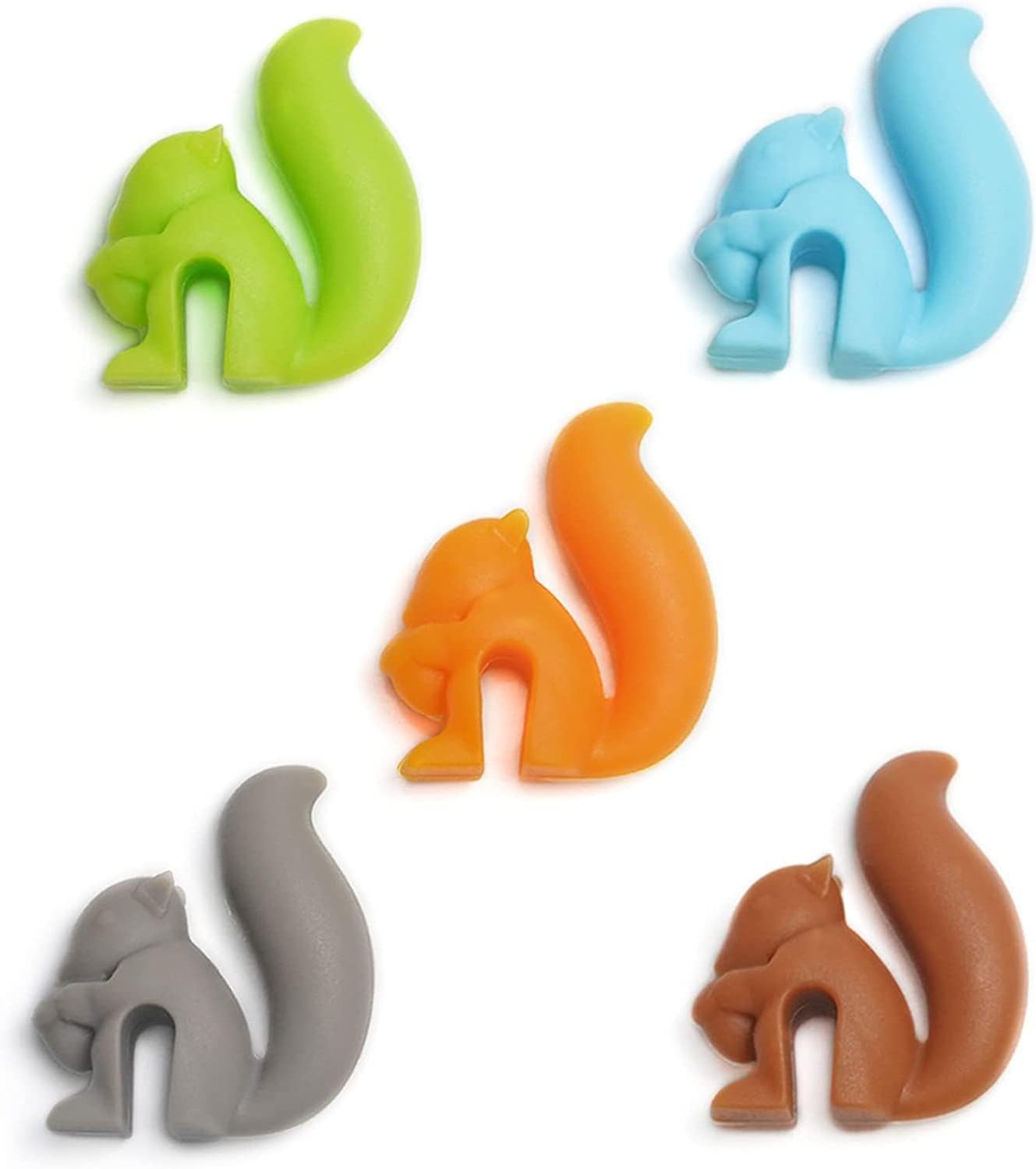 5Pcs Colorful Cute Squirrel Shape Silicone Tea Bag Holder Cup,Squirrel Drink Markers,Tea Bag Holder for Cup Hanging Tool Mug Candy Colors Gift Set,Tea Bag Coasters,Tea Accessories