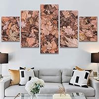 SIGNWIN 5 Panel Canvas Wall Art Modern Art Decorative Elements Expressive Leaves Multicolor Patterns Photography for Home Decorations Ready to Hang - 60