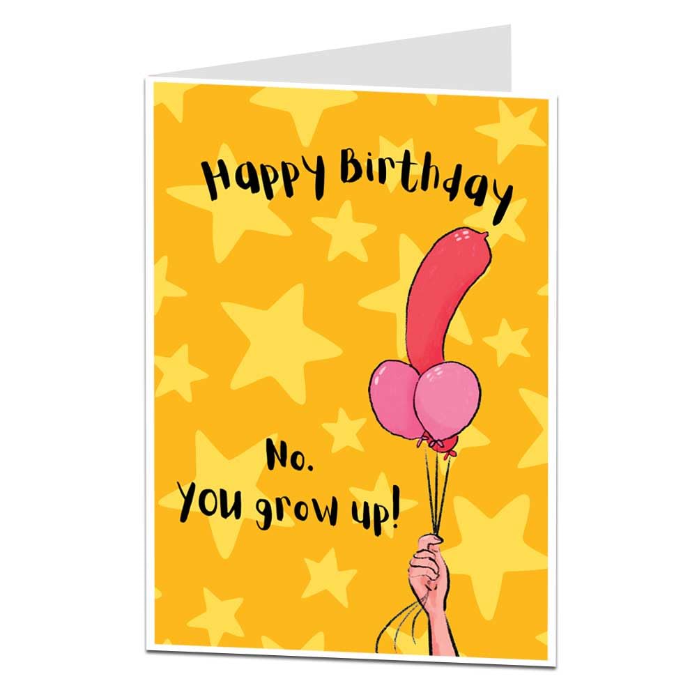 Adult Birthday Cards Funny 30th Birthday Card: Rude 'no You Grow Up' Design  One Year Anniversary Card, image size:1000x1000