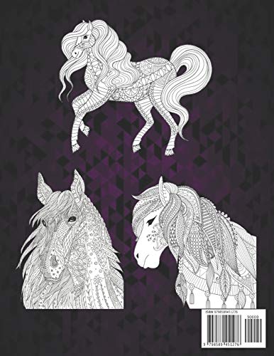 Horses Adult Coloring Book Animals: Horse Coloring Book Stress Relieving Coloring Book Horse 50 One
