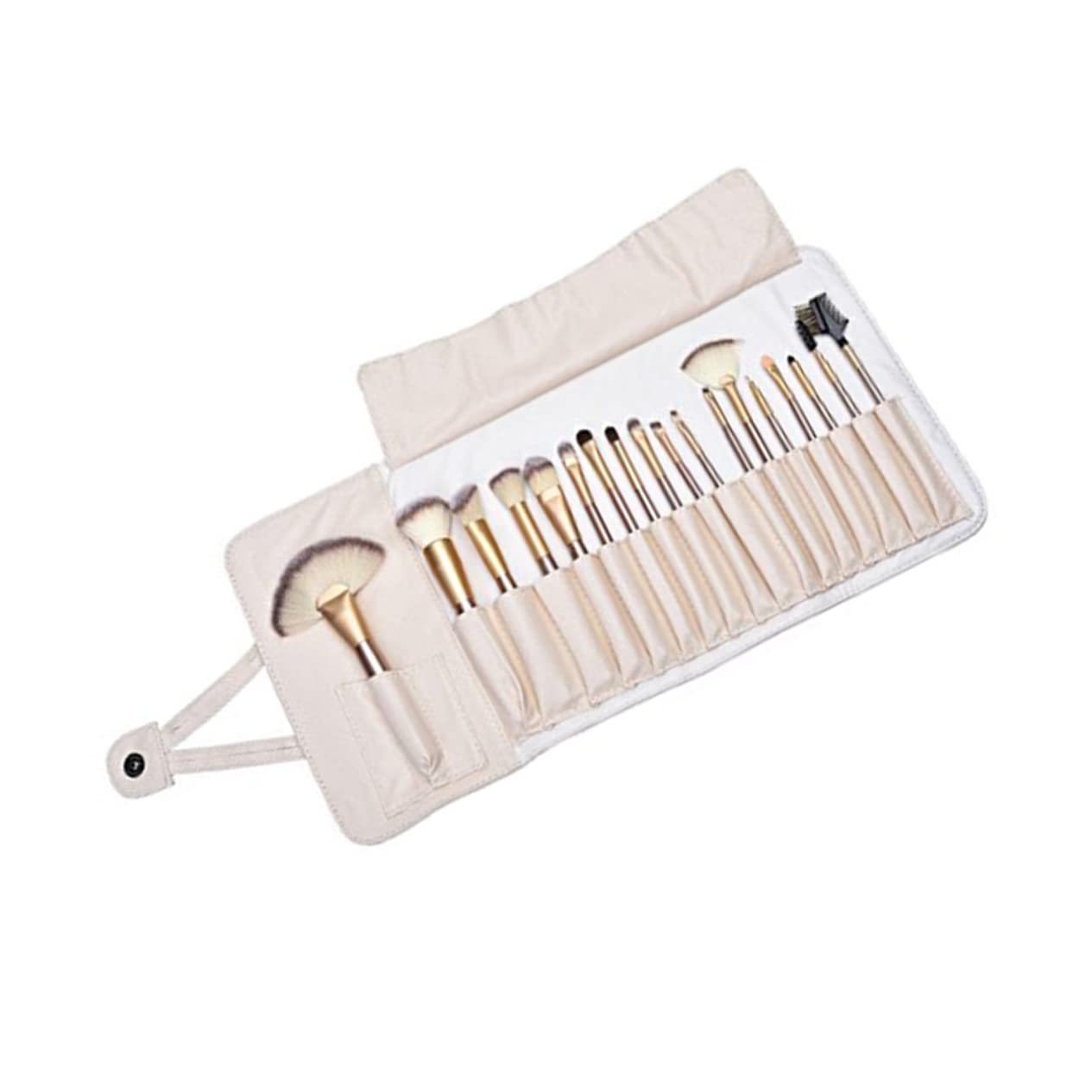 Set de Brochas de Maquillaje Profesional 24 Piezas con Mango de Madera | Pelo Sintético y Fibra Superfina, Estuche de Viaje de Pu, para Rostro, Base, Sombra y Cejas