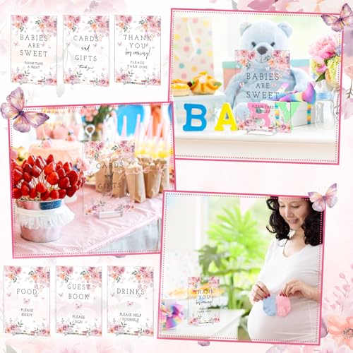 Image of Vercraft 6 Pcs Pink Floral Baby in Bloom Table Decorations