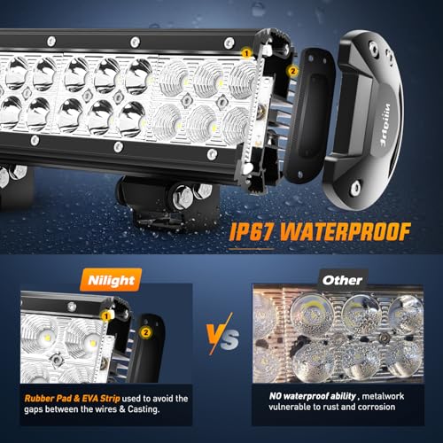 Image of Nilight LED Light Bar with Yellow Black Covers 20 Inch 126W | Spot Flood Combo Beam, Super Bright Off Road Driving Fog Boat Lighting for Trucks Pickup Golf Cart SUV ATV UTV 4x4 Van Camper