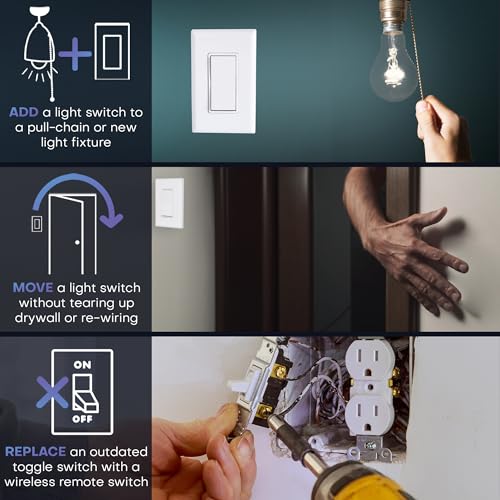 Image of RunLessWire 3-Way Battery-Free Wireless Light Switch Kit - White