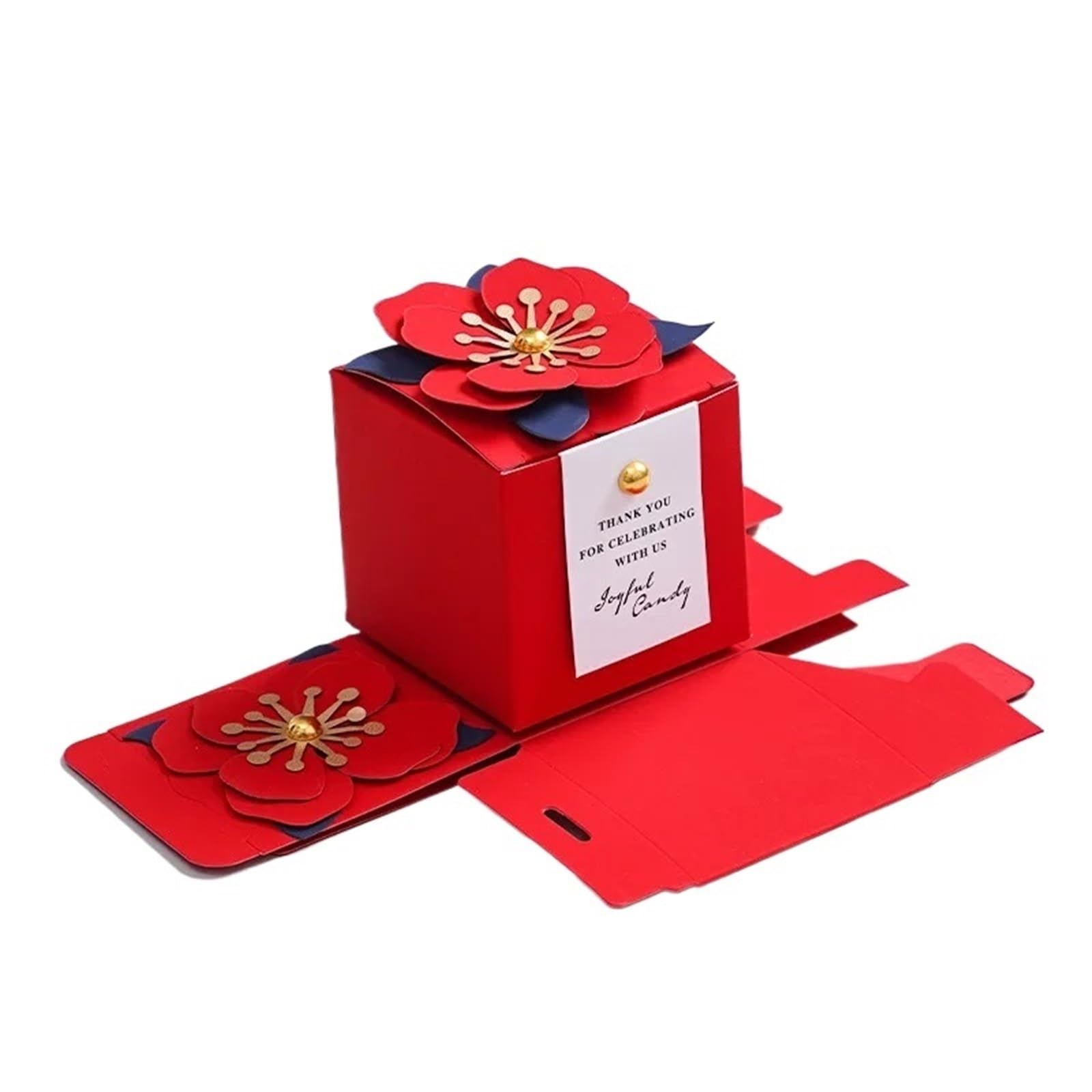 Boite candy de remerciement fleurs bordeaux boîte surprise pour invités 50pcs