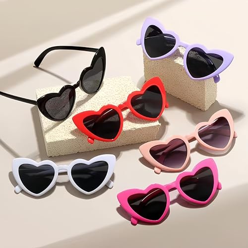 10-Pack Heart-Shaped Fashion Sunglasses, UV400 Protection Unisex Party Favors Bulk Accessories (Women & Men)3