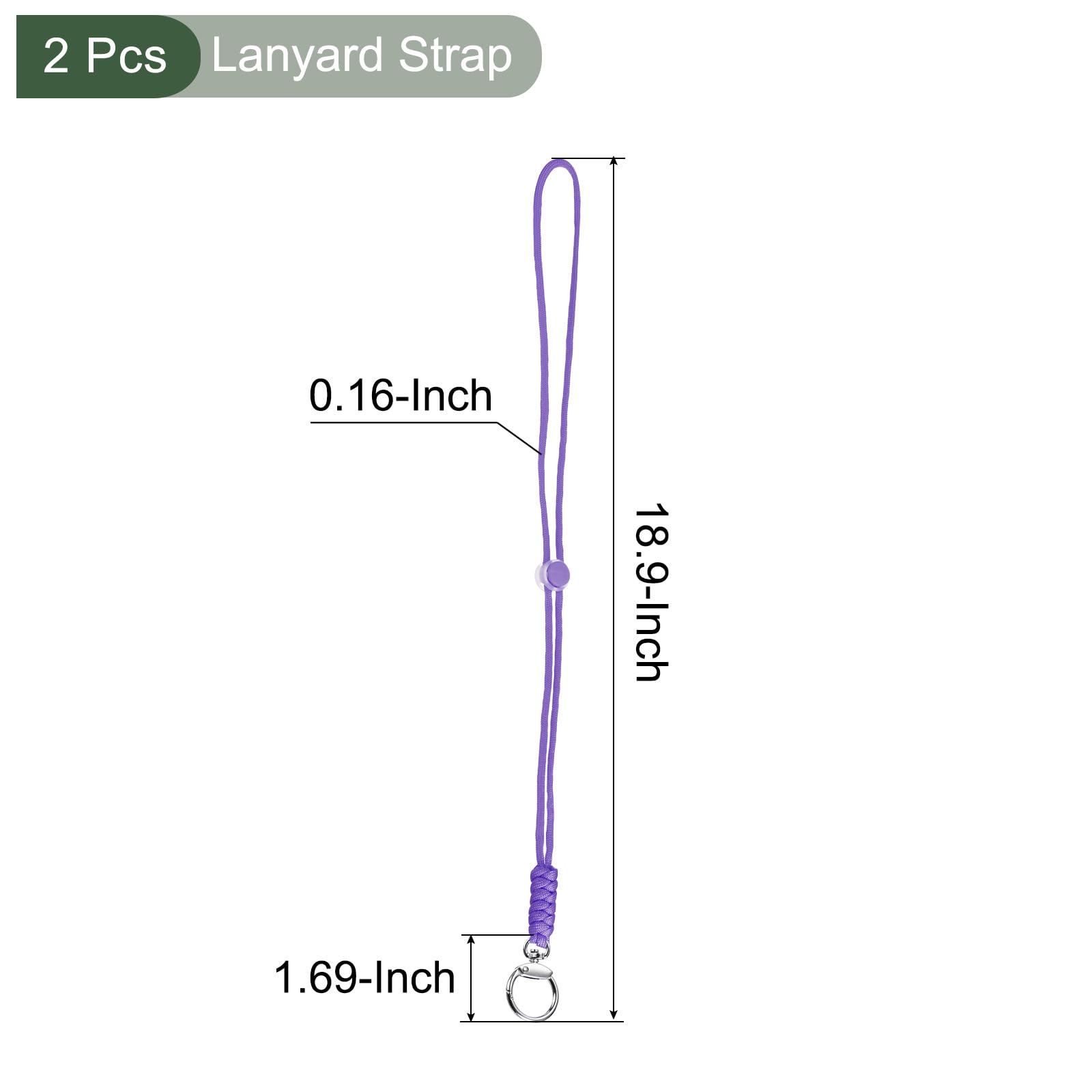 YOKIVE 2 Pcs Paracord Lanyard with Clasps, Necklace Keychain Cord Metal Hooks Straps, Purple, 19-Inch - Image 2