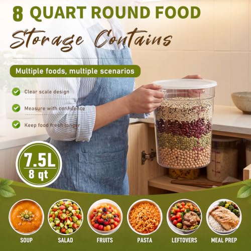 Image of Ziliny 1 Pcs 8 Qt Dough Proofing Container with Lid and Red Scale, White