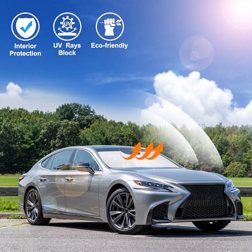 Image of Windshield Sun Shade Custom Fit for 2014-2020 Le xus is Sedan (NOT for Le xus RX, ES) Accessories Foldable Sunshade Sun Blocker Protect Car from Sun Rays & Heat Damage Keep Car Cooler