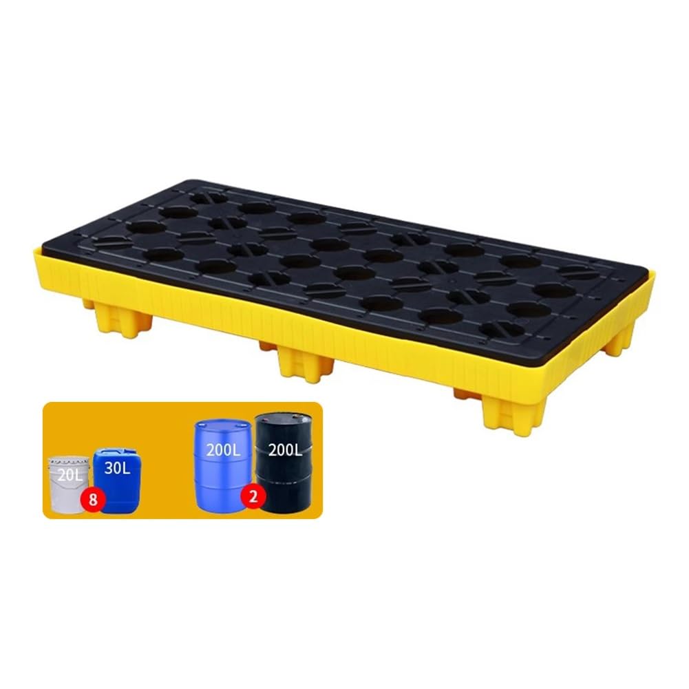 JKJZSALJ Modular Spill Containment Pallet - Oil Drum Spill Prevention Platform, Anti-Leakage, 17 For Industrial Safety & Environmental P,Yellow,120 * 60 * 18cm