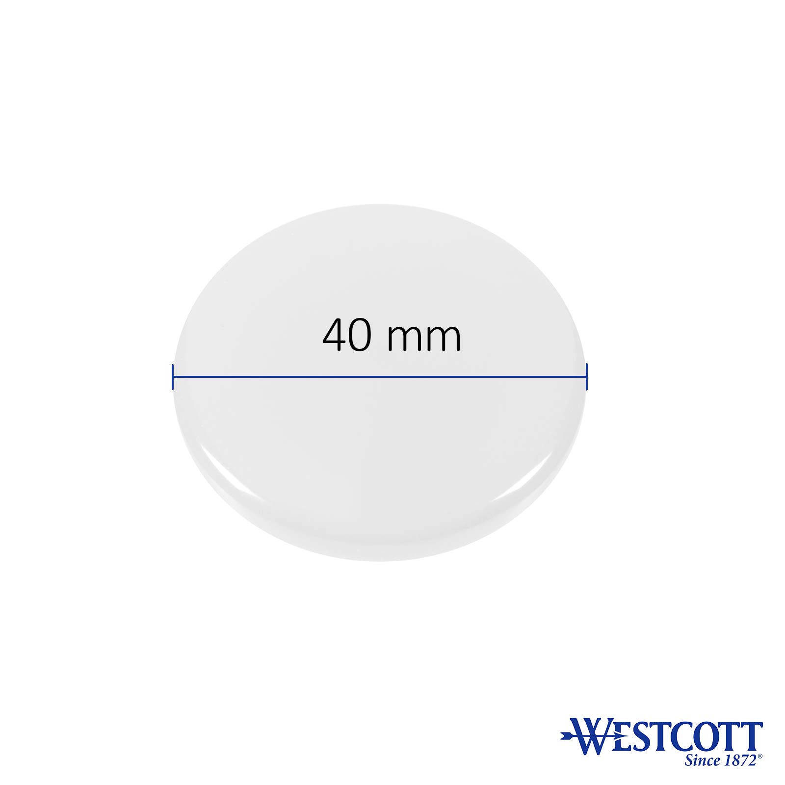 Westcott E-10824 00 - Imanes redondos (10 unidades, 40 mm), color blanco