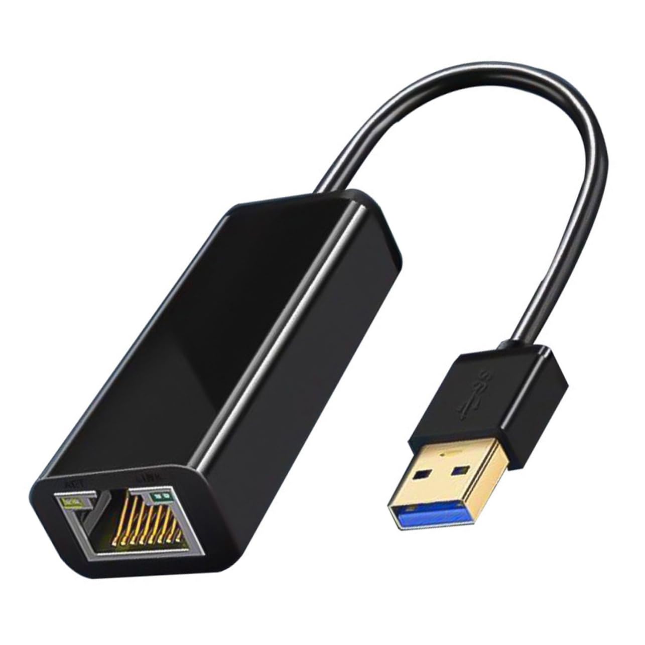 Adattatore USB Ethernet Gigabit USB 3.0 1000 Mbps Nero | Abs, Plug And Play senza Driver, Compatibile Sistemi, Interfaccia USB Inclusa