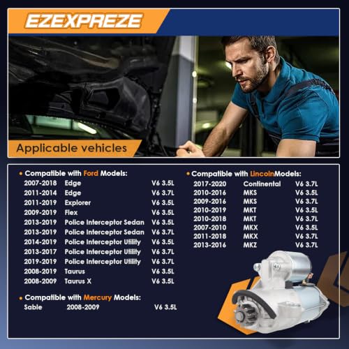 Image of Ezexpreze 6692 New Starter Compatible with Ford Explorer 11-19, Edge 07-18, Flex 09-19, Taurus 08-19 & Lincoln MKZ 13-16, MKX 07-18, MKS 09-16, MKT & Mercury Sable 08-09, 3.5L 3.7L, 12V 1.4KW 10T CCW