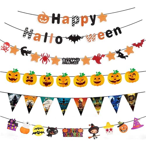 AJEYPMZ ハッピーハロウィン バナー ガーランド セット スパイ PR】 🎃ハロウィンおばけとかぼちゃの馬車セット👻 かわいい