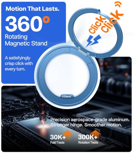 Image of TORRAS 360 Magnetic Stand for iPhone 16 Pro Case, [Fit for MagSafe] [360 Rotating Kickstand] 4X Mil-Grade Shockproof, Camera Control Button, Slim, Translucent Sky Blue 6.3 inch, O3 Fitness Series