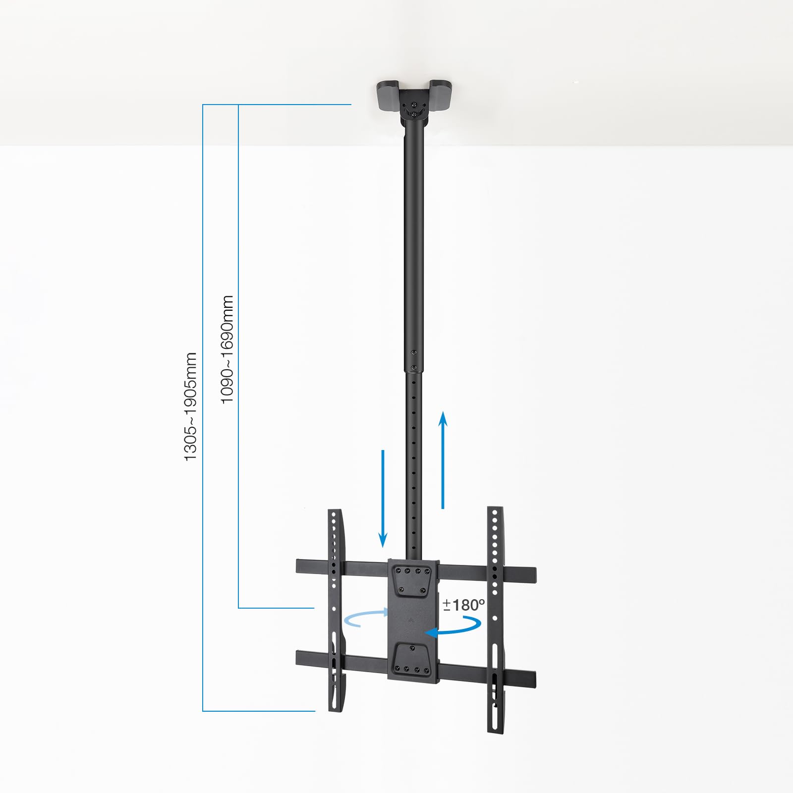 TooQ LPCE1175TSLI-XL-B Supporto da soffitto per monitor/TV 32"-75" Nero