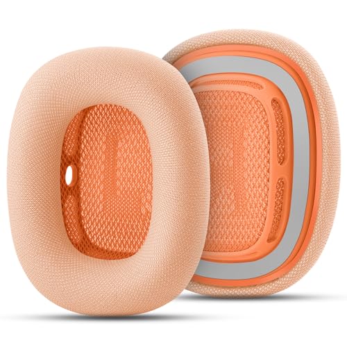 Image of Replacement Ear Cushions for Apple AirPods Max 1&2 Upgraded Memory Foam Pads with Durable Fabric,Sound Insulation and Noise Reduction,Strong Magnetic Fit,Sweat-Resistant,Breathable Comfor(Orange)