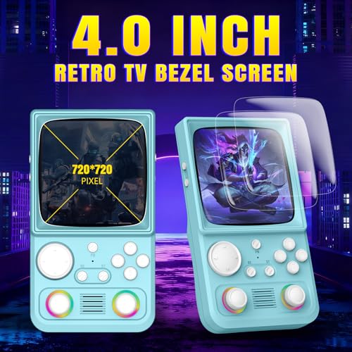 Image of R36TMAX Retro Gaming Console Handheld - 4.0 inch IPS Screen, 64GB Retro Game Console, 5G WiFi Online Play, RGB Joystick, 4000mAh Portable Retro Game Console -Classic Blue
