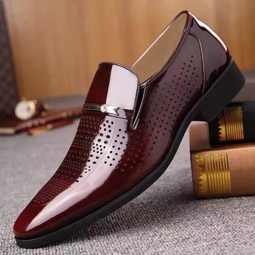 BORAMAX Mens Leather Oxford Shoes Male Pointed Toe Suit Shoes Flats Men Business Shoes wingtip Dress Shoes PU Leather Shoes3