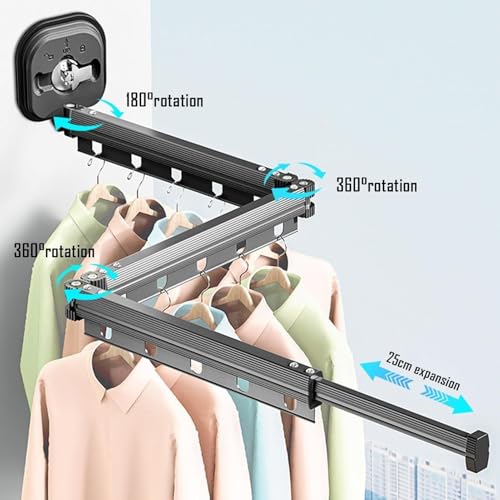 Tendedero retráctil de pared con ventosas barra portátil invisible para ropa en casa 4