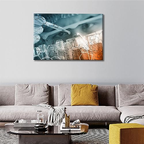 Image of 1 Panels Chemical Equations Laboratory Research Concept Canvas Wall Art Medical Posters Young Scientist Art Prints Giclee Wooden Framed Gallery-Wrapped Ready to Hang (16 inch Wx24 H)