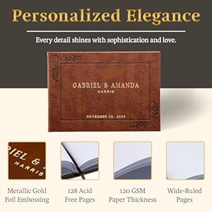 Promotpersonalizedweddingguestbookeleganthardcoverguestbookforweddingreceptionbridalandbabyshowerbirthdayweddingbooksgueststosigncustomembossedtextwithgoldmetallicfoil Urban Country Home Decor Promot personalized wedding guest book elegant hardcover guestbook for wedding reception bridal and baby shower birthday wedding books guests to sign custom embossed text with gold metallic foil urban country home decor