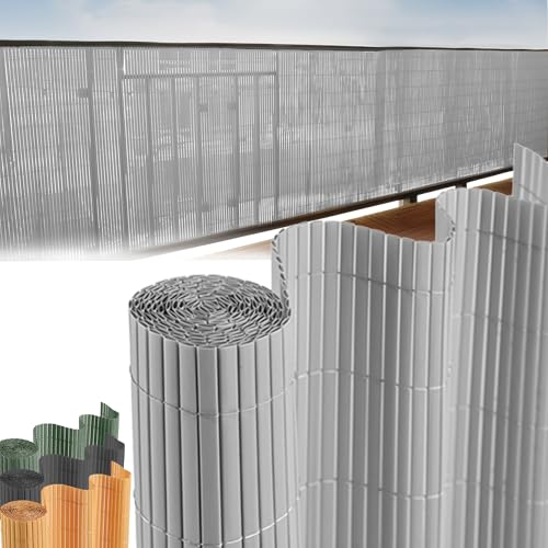 STREND PRO Balkon Sichtschutz | PVC sichtschutzmatte | Hellgrau | 1m Hoch, 3m Länge | Wetterfester für Privatsphäre, Balkon Windschutz | Balkon Seitensichtschutz ohne Bohren Terrassen