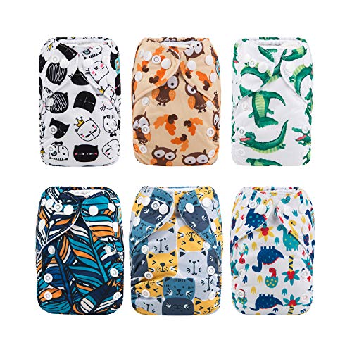 Image of ALVABABY Newborn Cloth Diapers,Reusable Cloth Diaper for Preemie,6pcs Diaper Covers with 12 Newborn Diaper Inserts, Less Than 12pounds Baby Boy