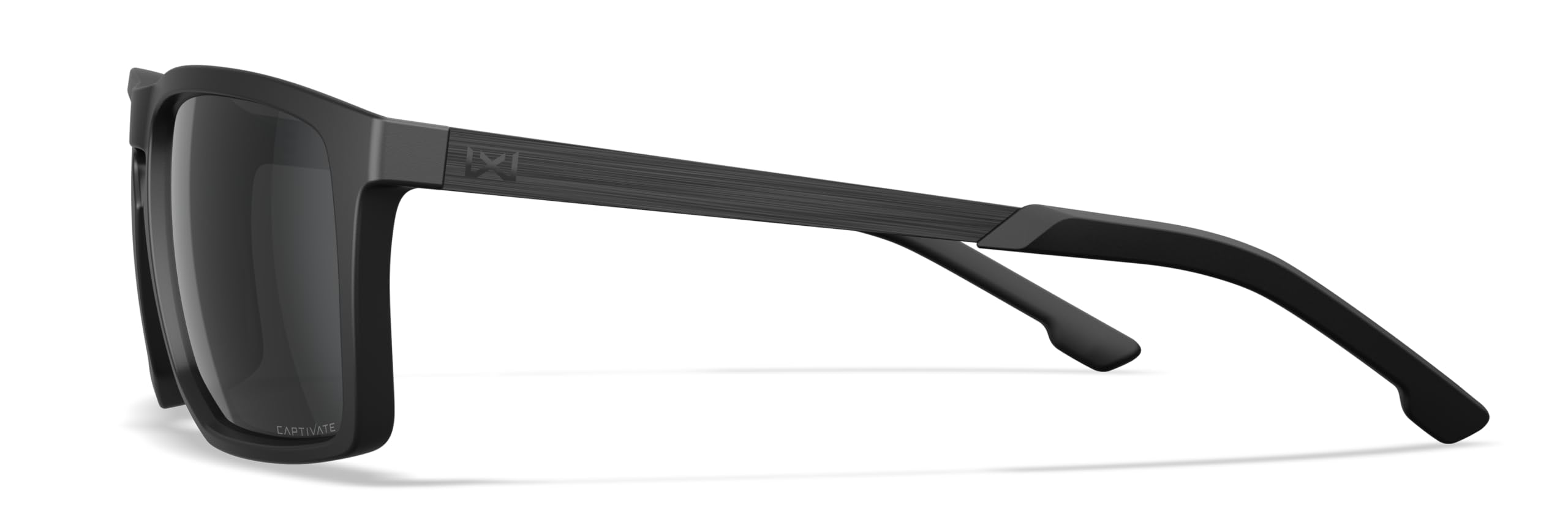 Wiley X WX Axe Lunettes de soleil de sécurité pour homme incassables Protection UV pour combat, tir Captivate Verres gris polarisés Monture noire mate, Noir/blanc