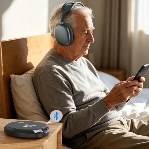 Image of Coby Portable Bluetooth CD Player with FM Radio & Headphones, Rechargeable Anti-Skip Discman with MP3 Playback, AUX Input, Super Bass, Compact Retro Music Player for Home, Car, and Travel - Black
