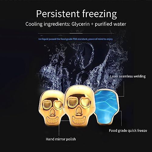 EnMart 6 Stück Totenkopf-Eiswürfel aus Edelstahl, wiederverwendbare Whisky-Kühlsteine, steigern Ihren Trinkgenuss, für Weinliebhaber