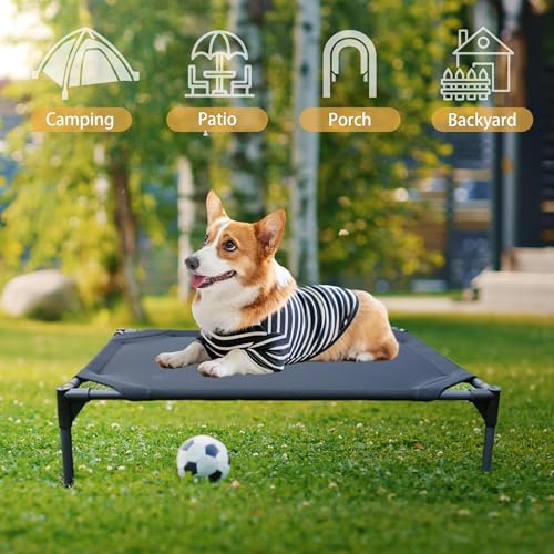 Elevated Dog Beds for Medium Dogs, Portable Raised Medium Dog Bed for Indoor & Outdoor Use, No-Slip Feet Pet Cots, Pet Hammock with Breathable Mesh, Black - Image 6