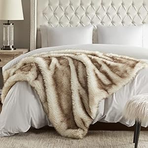Hyde Lane Faux Fur Throw Blanket – Ultra Long Pile, Luxury Fluffy Fox Golden with Brown Tipped Blankets for Home Decor, Fuzzy Plush Animal Color Throws As a for Women, 60×80
