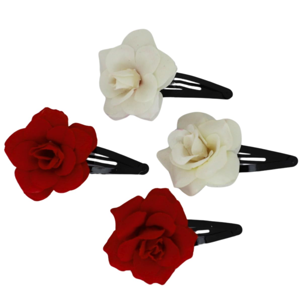 Tiktok Flower Hair Clips Combo Pack of 2 for Girls & Women | Snap Pins with Red & Yellow Rose Design | Stylish Floral Hair Accessories-image-24