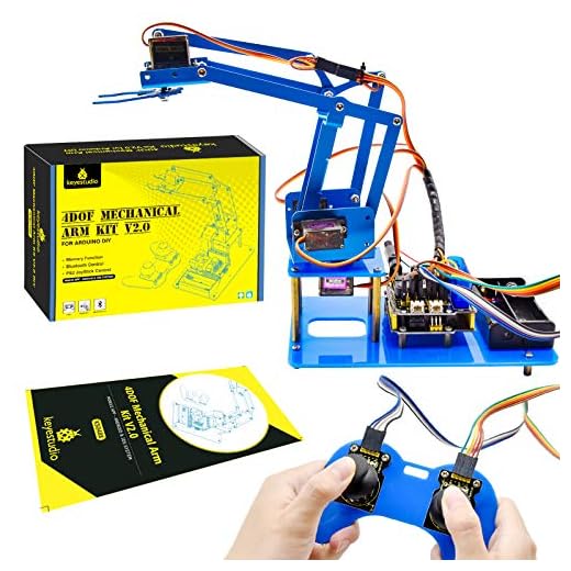 KEYESTUDIO Robot Arm 4-Axis Servo Control Rotación Kit Robotica para Arduino de Juguete Programable para Niños y Adultos