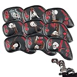 Golf Club Head Cover - Fahrer -Headcover -Set - Golfkopfabdeckungen Für Männer | 9pcs Bestickte Schädel -Golfköpfe Cover, Stilvolle Schutzgolfzubehör Für Männer, Um Eisen In Tasche Für Cou Zu Schützen