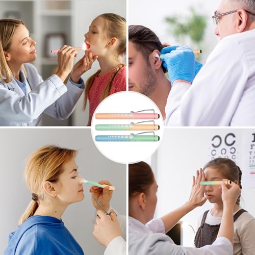 3 Pack Pen Lights for Nurses with 6 Batteries - Reusable Pen Light with Pupil Gauge and Ruler, Nurse Accessories for Work, Medical Penlights for Nursing Student Doctors EMT CNA (Pink+Yellow+Green) - Image 6