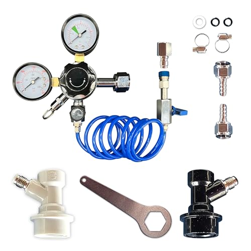 Real C. S. Double Gauge CO2 Professional Regulator, 0-230 PSI Adjustable Pressure, for Draft Beer, Soda Bars, Kombucha,Valve CGA320 2YR USA Warranty