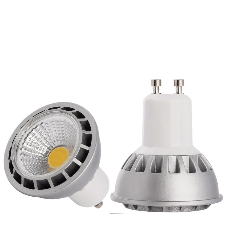 YSJX luces de amplio voltaje, Paquete de 6 focos LED COB CA 85-265 V, E27/GU10, 5 W, no regulables, MR16, CC 12 V(Warm White,GU10 5W AC85-265)