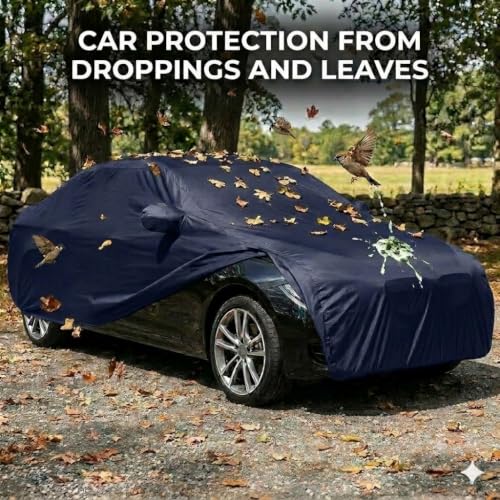 Image of Autofurnish WaterResistant Car Cover for Renault Kiger 2021 | Premium Taffeta Material| Water Resistant | Mirror Pockets | Dust & UV Protection | Interlok Stitching | Buckle Belt | Blue