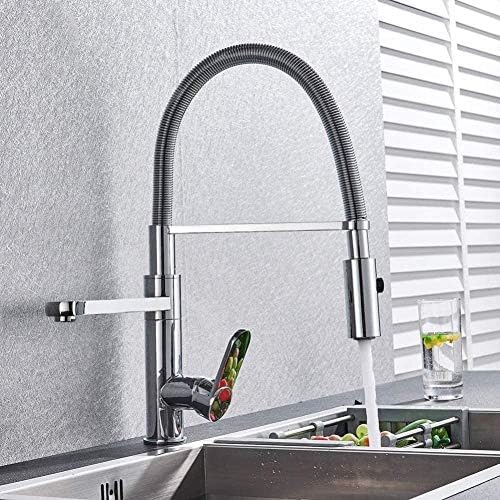 Robinet de cuisine extractible pour évier double bac à grand flux d'eau