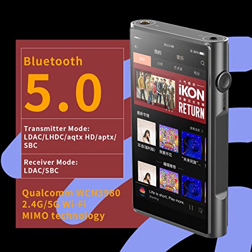 Shanling M6 Ultra Mp3/Mp4 Player,Portable Music Player,Hi-Res Bluetooth Audio Player,2.4G/5G Wifi|5.0In Screen|4+64Gb|16X Mqa|4X Ak4493Seq|Android10 Snapdragon 665|3.5&4.4Mm|900Mw@32Ω Output (Black) #TOP4