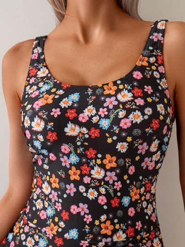 Image of Eomenie One Piece Swimdress Swimsuits for Women Tummy Control Swim Dresses Skirt Bathing Suit