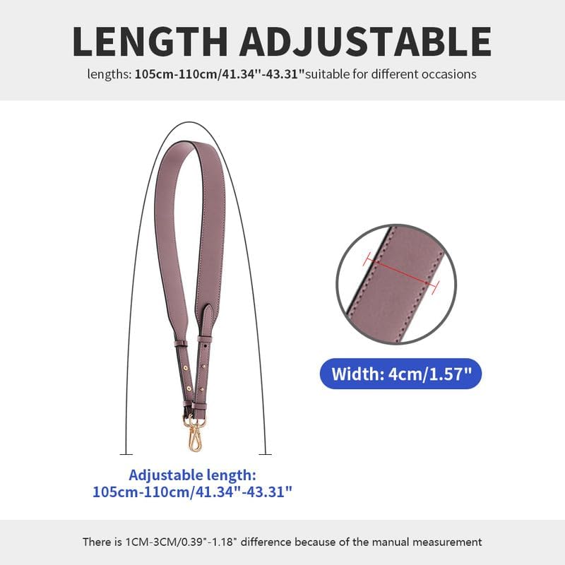 Leather Bag Strap for Crossbody Bag Purse Straps Replacement for Shoulder Purse Straps for Handbags Black Clasp Purple