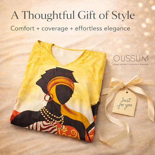 Image of Oussum Women Plus Size Kaftan Kimono Loose Maxi summer dresses for women Beach 3 /4 Sleeve Casual lounge dress Boho