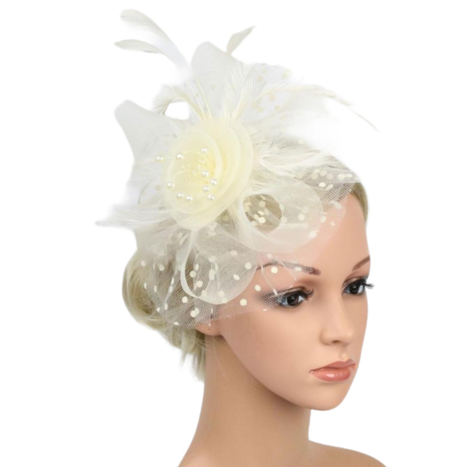 YUXITA Traditional Feathered Hairpiece Bridal Hairband Decoration For Weddings Races Party Wedding Event