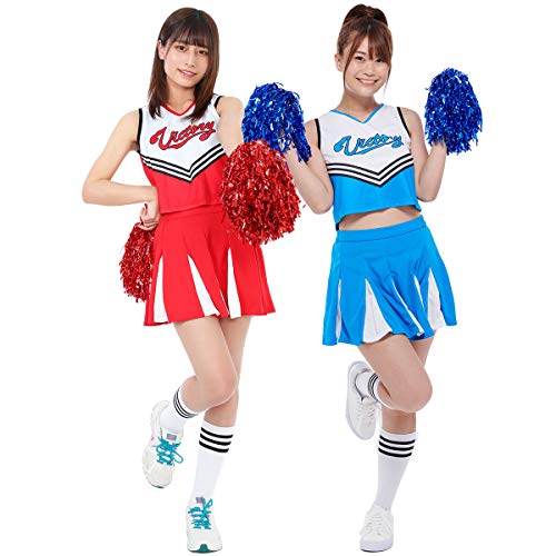 【 ポンポン付き 】monoii チアガール コスプレ チアリーダー 衣装 チア 仮装 コスチューム d735